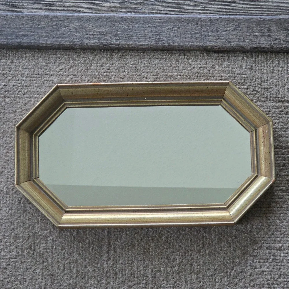 Vintage Gold Octagon Mirror Set 2 Fleck Bros Hollywood Regency MCM Wall Decor
